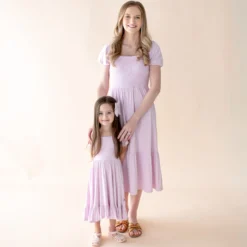 Puff Sleeve Twirl Dress in Thistle