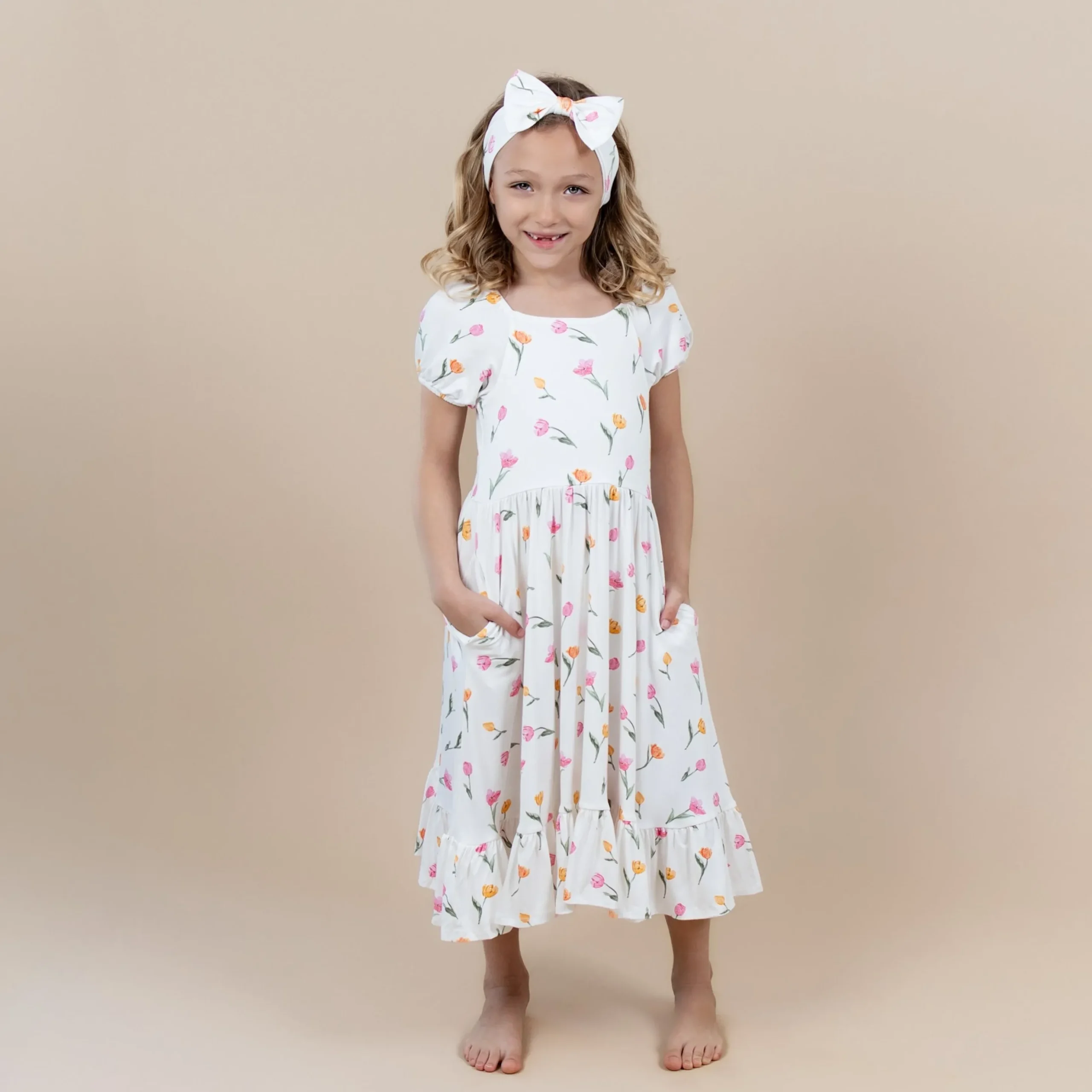 Puff Sleeve Twirl Dress in Tulip
