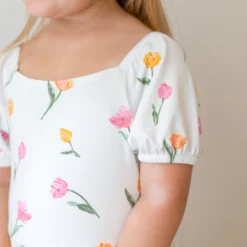 Puff Sleeve Twirl Dress in Tulip