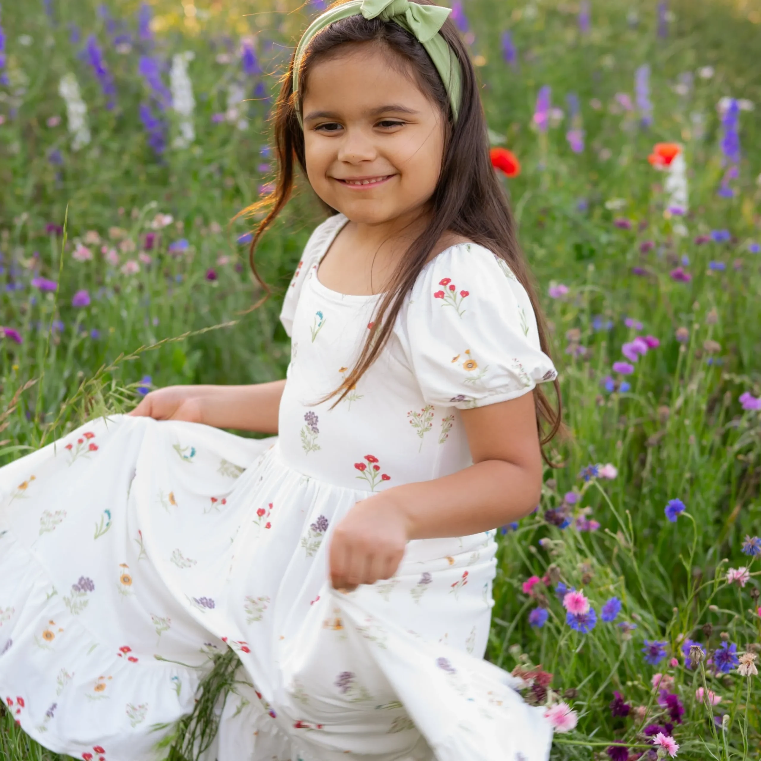 Puff Sleeve Twirl Dress in Wildflower