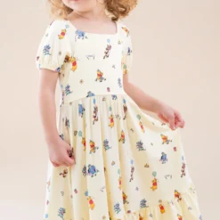 Puff Sleeve Twirl Dress in Winnie the Pooh Celebration