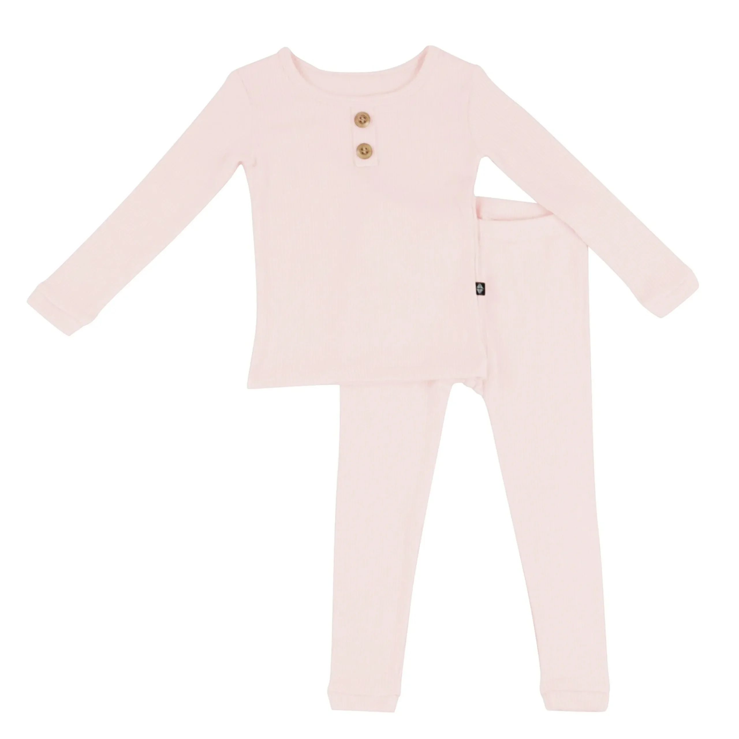 Ribbed Henley Set in Blush