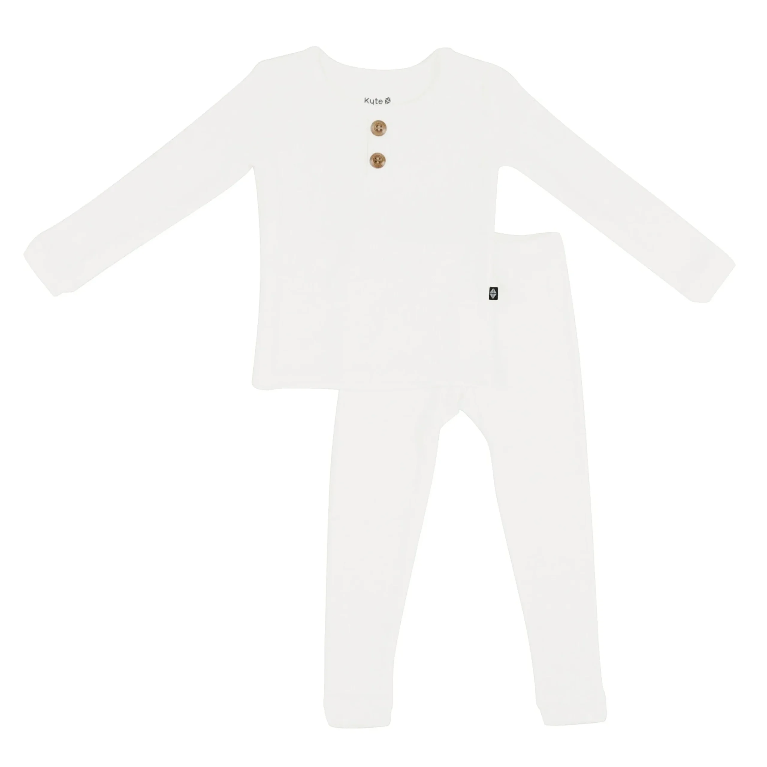 Ribbed Henley Set in Cloud