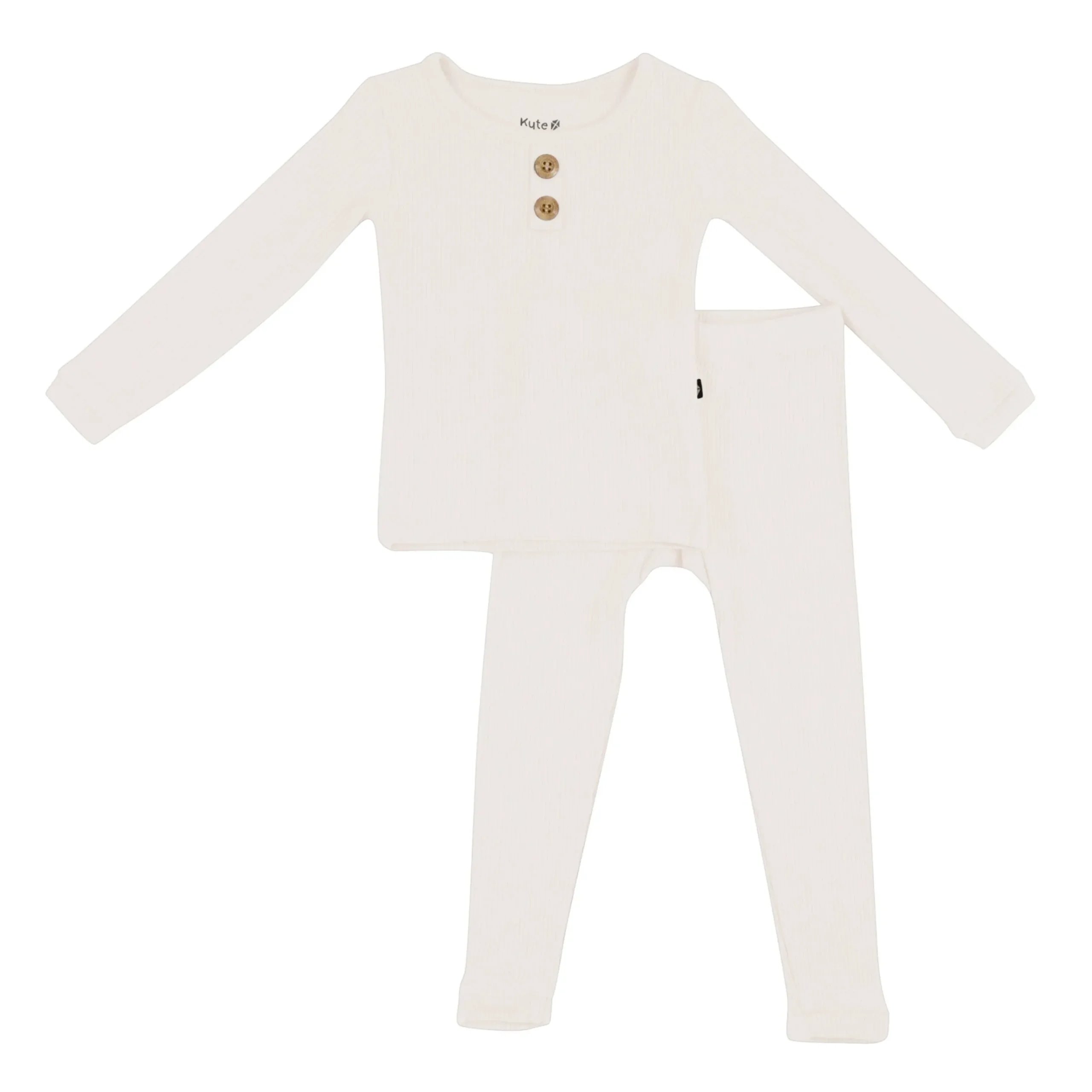 Ribbed Henley Set in Oat