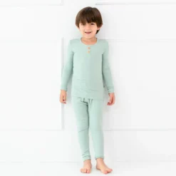 Ribbed Henley Set in Sage