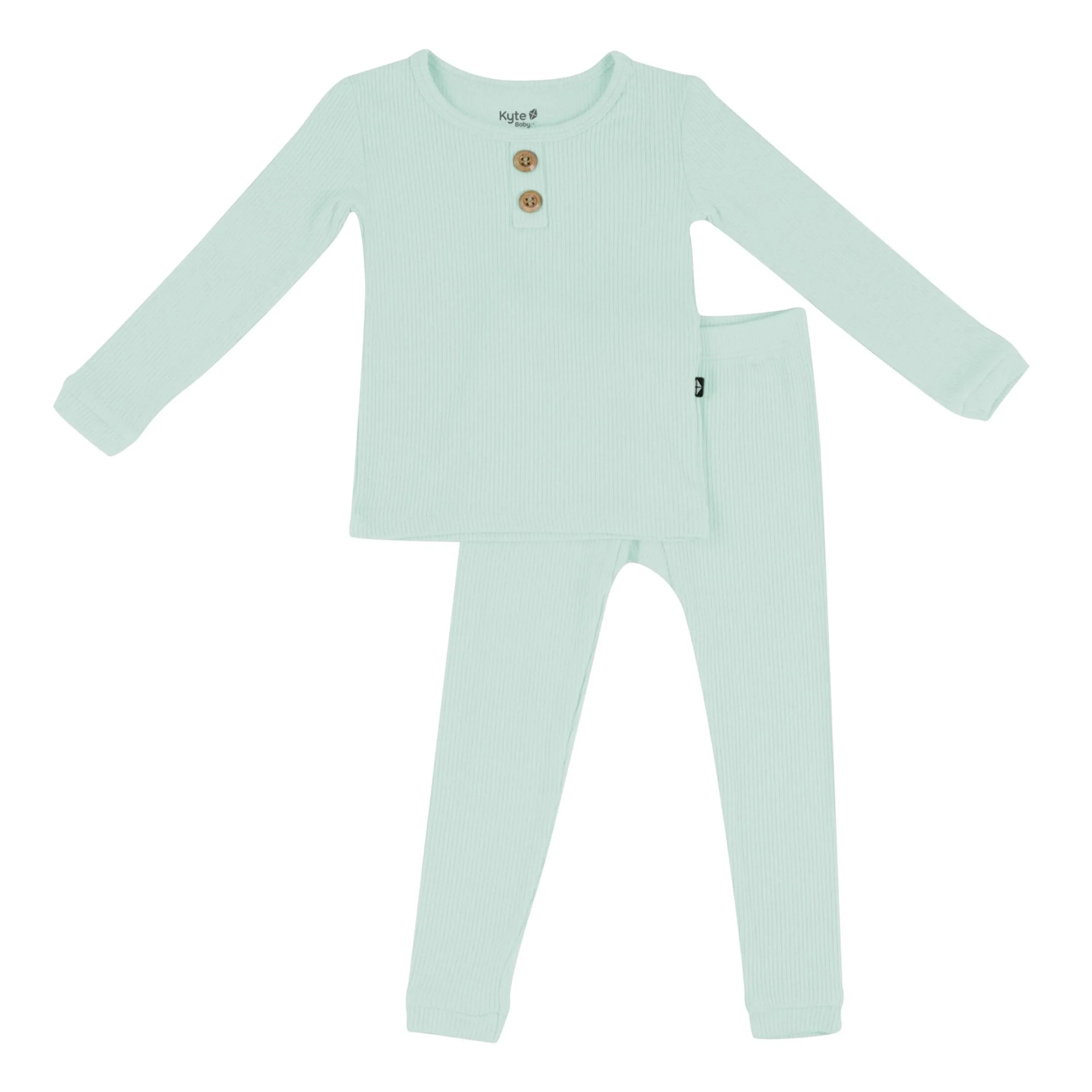 Ribbed Henley Set in Sage