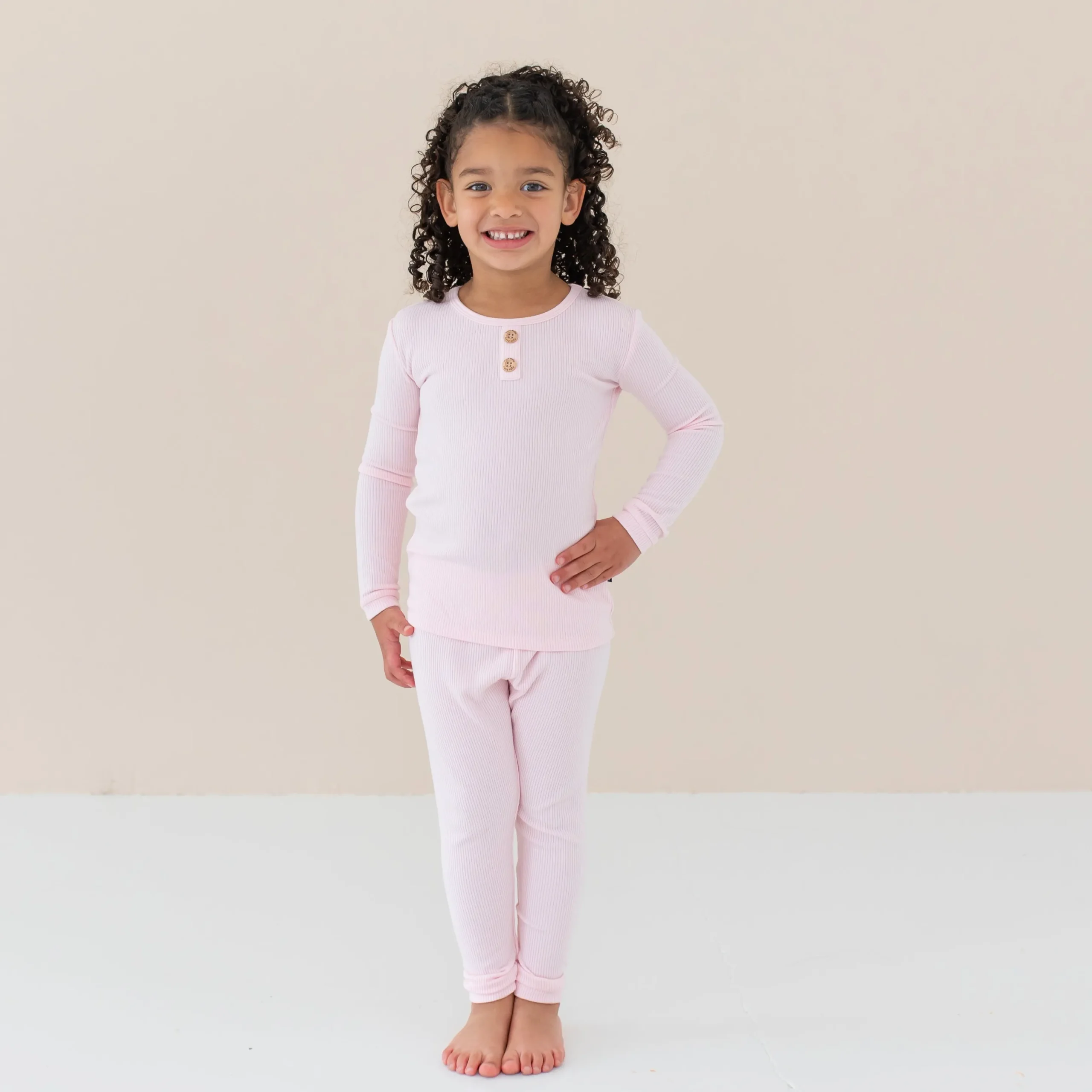 Ribbed Henley Set in Sakura