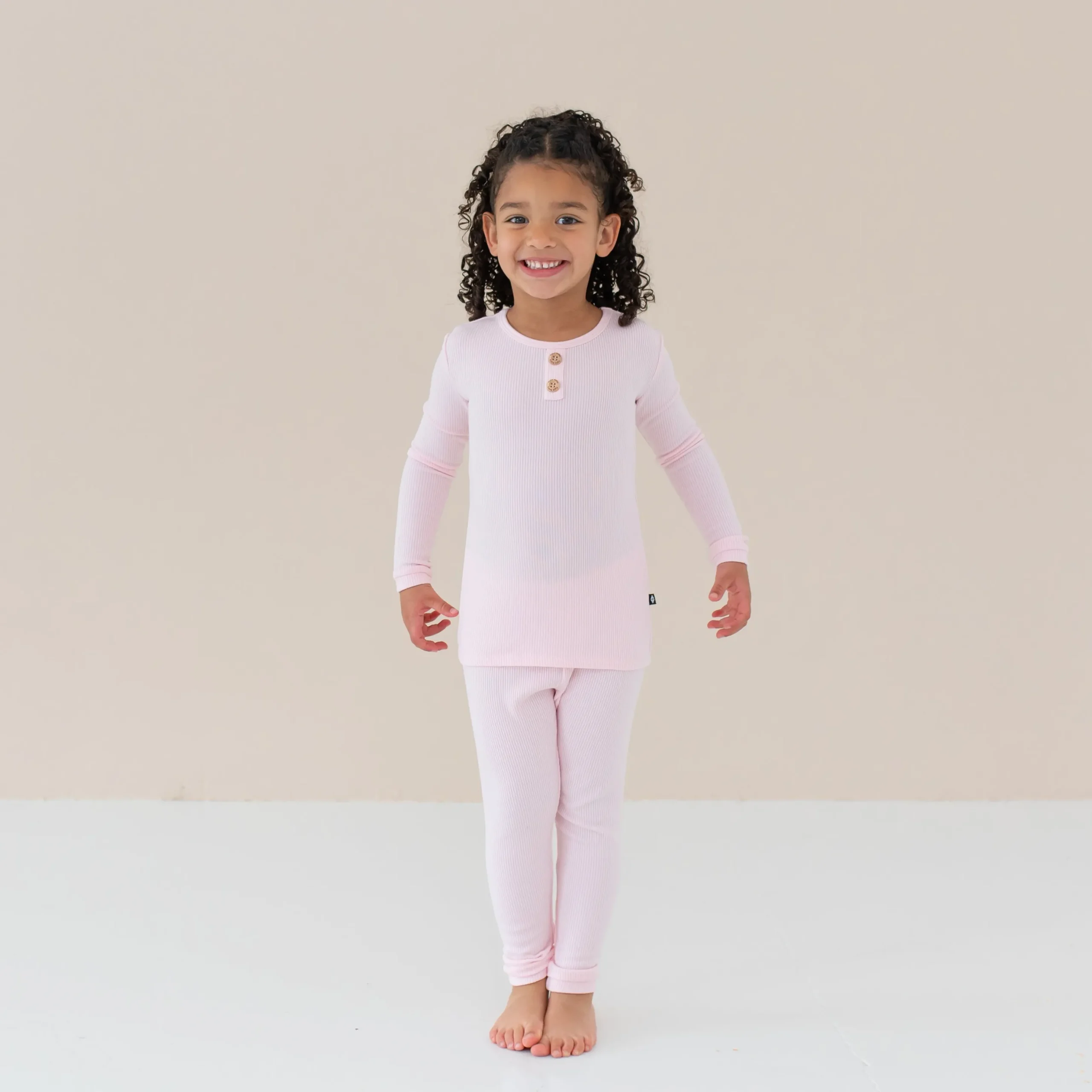 Ribbed Henley Set in Sakura