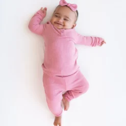 Ribbed Infant Henley Set in Apple Blossom