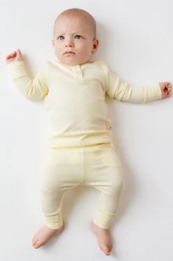 Ribbed Infant Henley Set in Chamomile
