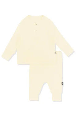 Ribbed Infant Henley Set in Chamomile