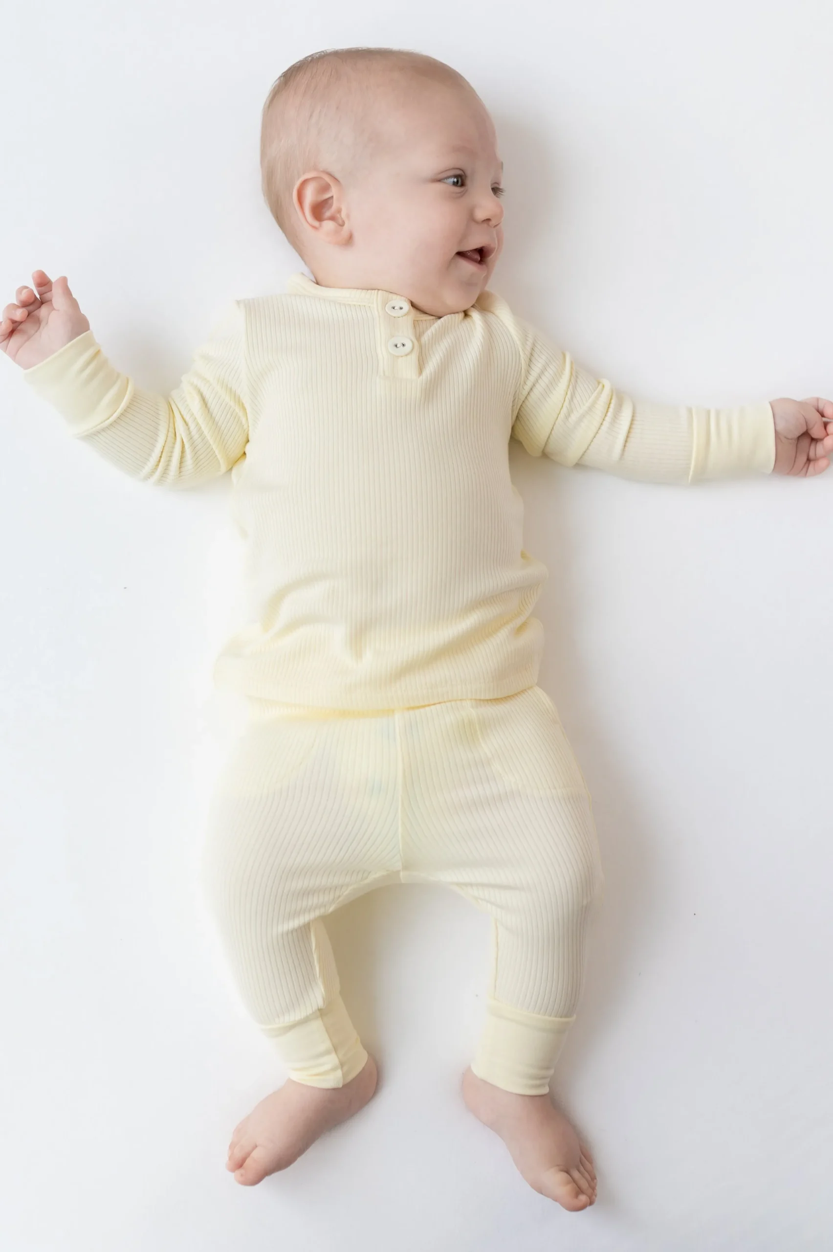 Ribbed Infant Henley Set in Chamomile