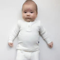 Ribbed Infant Henley Set in Cloud