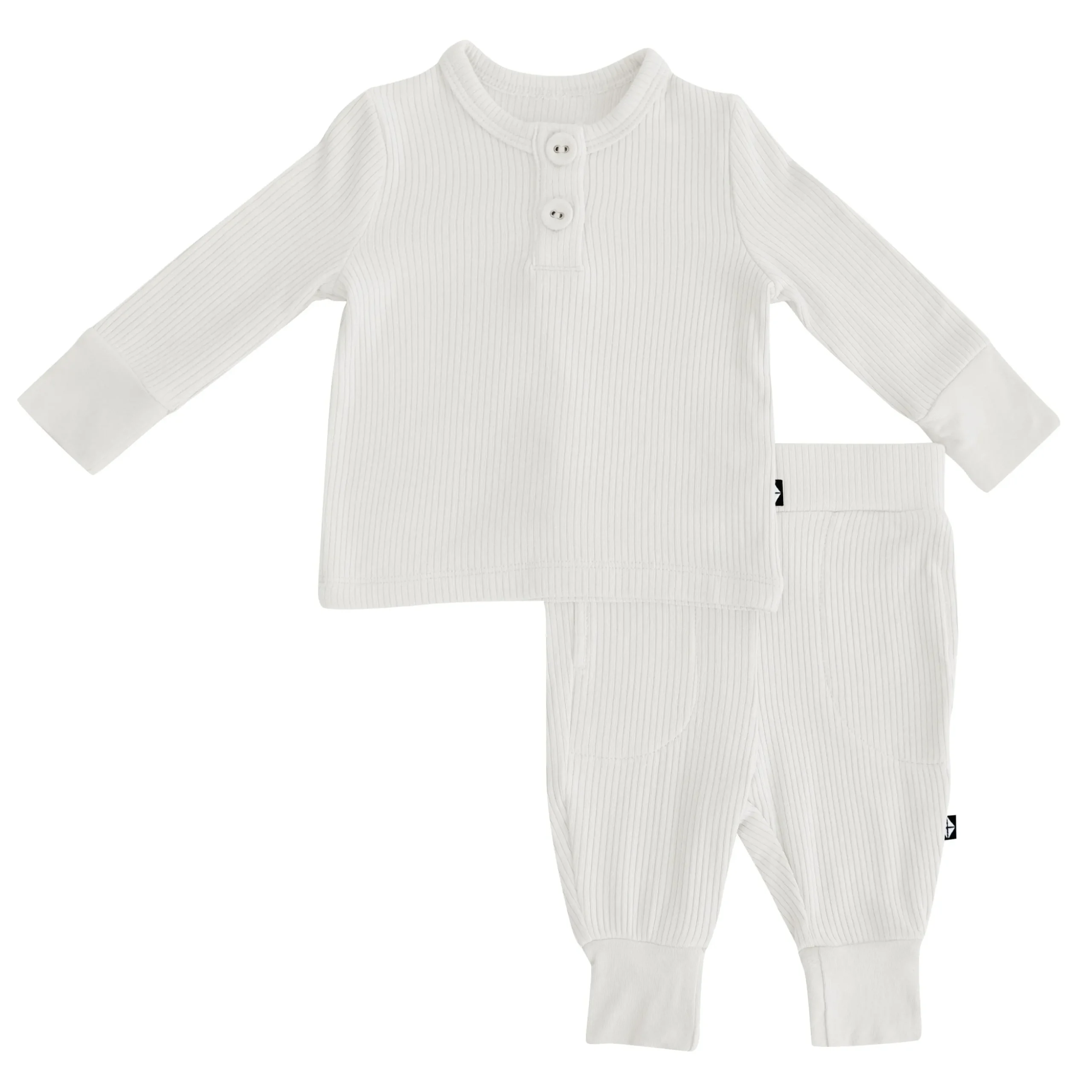 Ribbed Infant Henley Set in Oat