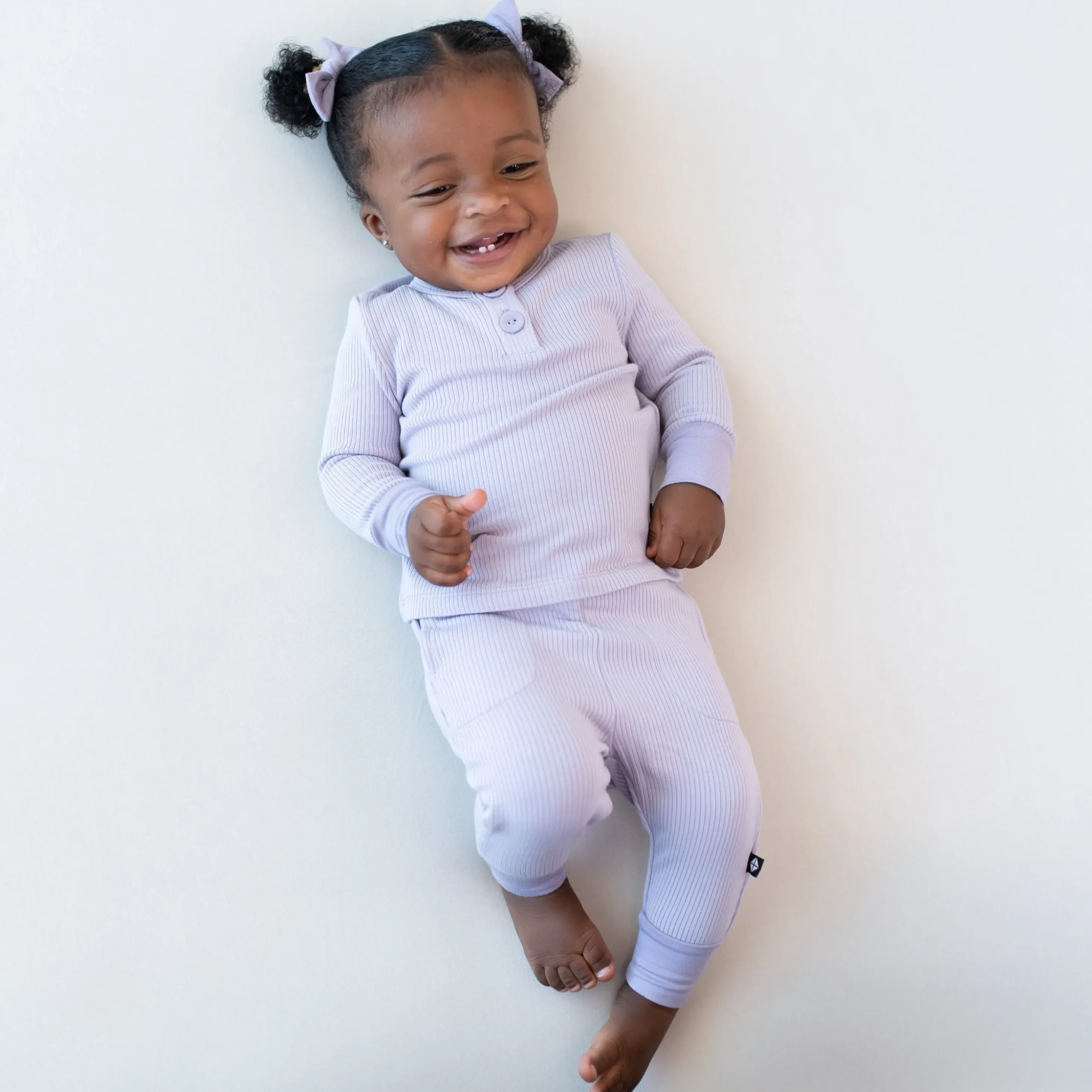 Ribbed Infant Henley Set in Taro