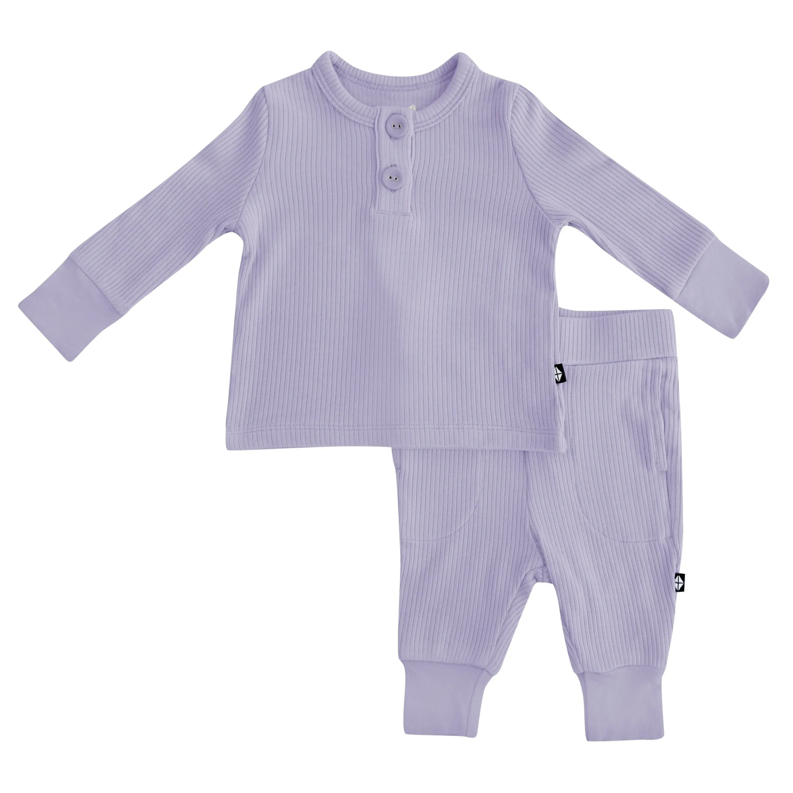 Ribbed Infant Henley Set in Taro