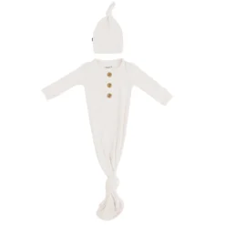 Ribbed Knotted Gown with Hat Set in Oat