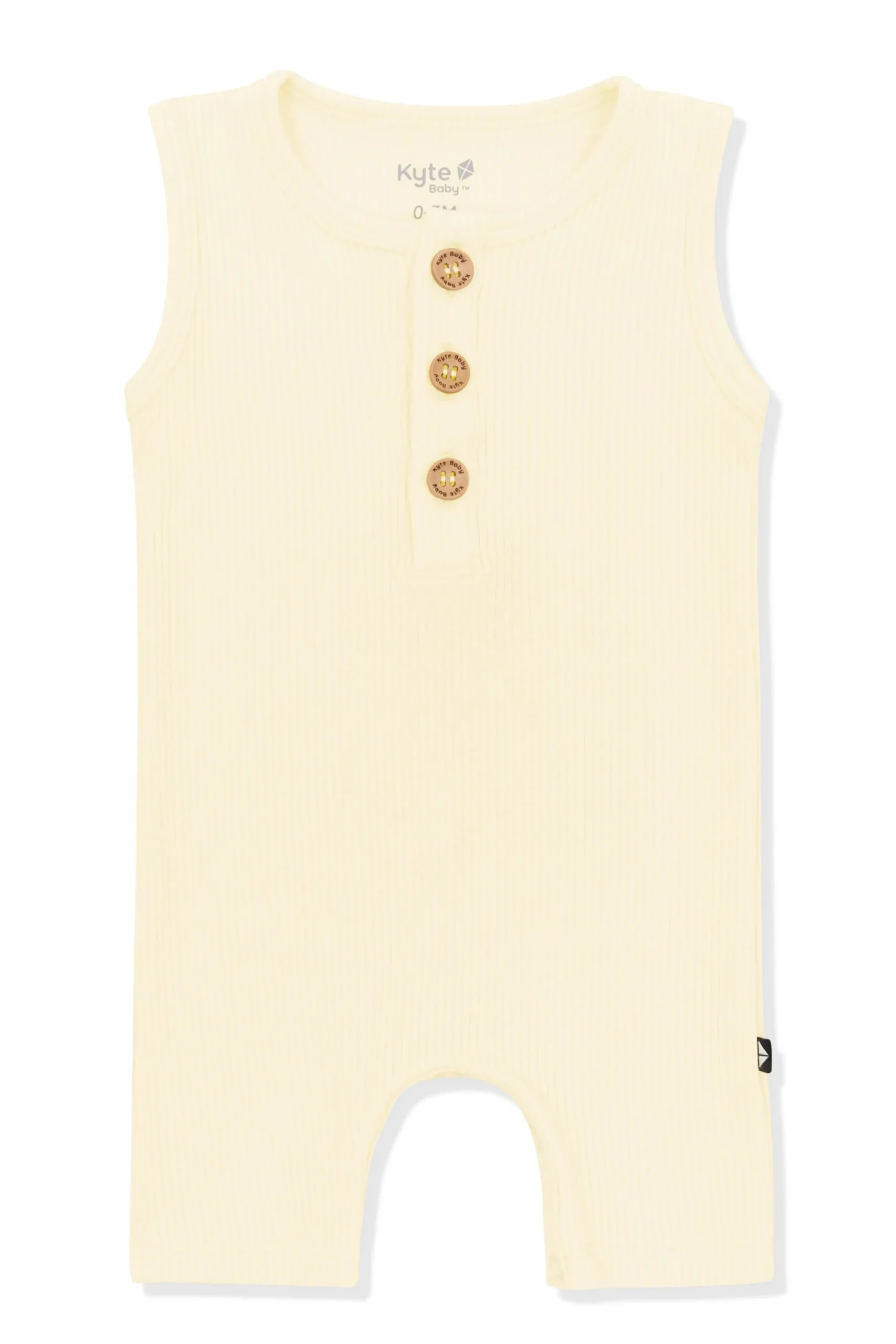 Ribbed Sleeveless Shortall in Chamomile