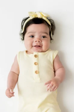 Ribbed Sleeveless Shortall in Chamomile