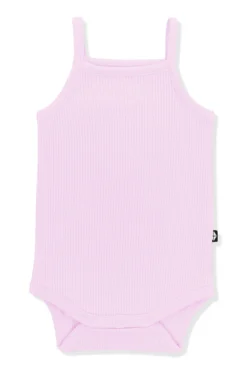 Ribbed Spaghetti Strap Bodysuit in Thistle