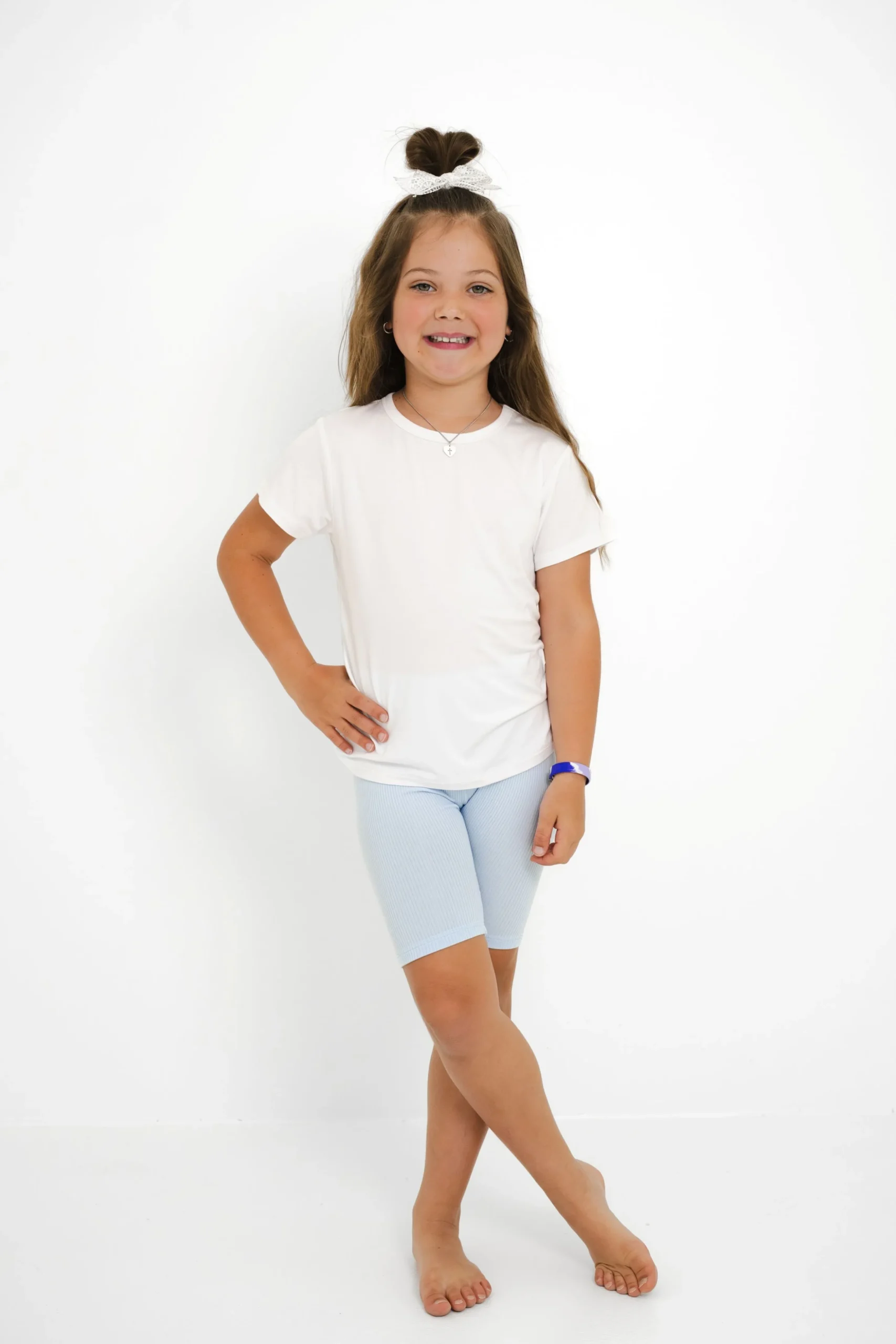 Ribbed Toddler Biker Shorts in Breeze