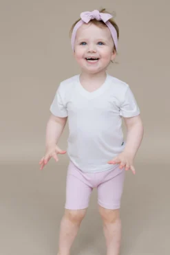 Ribbed Toddler Biker Shorts in Thistle