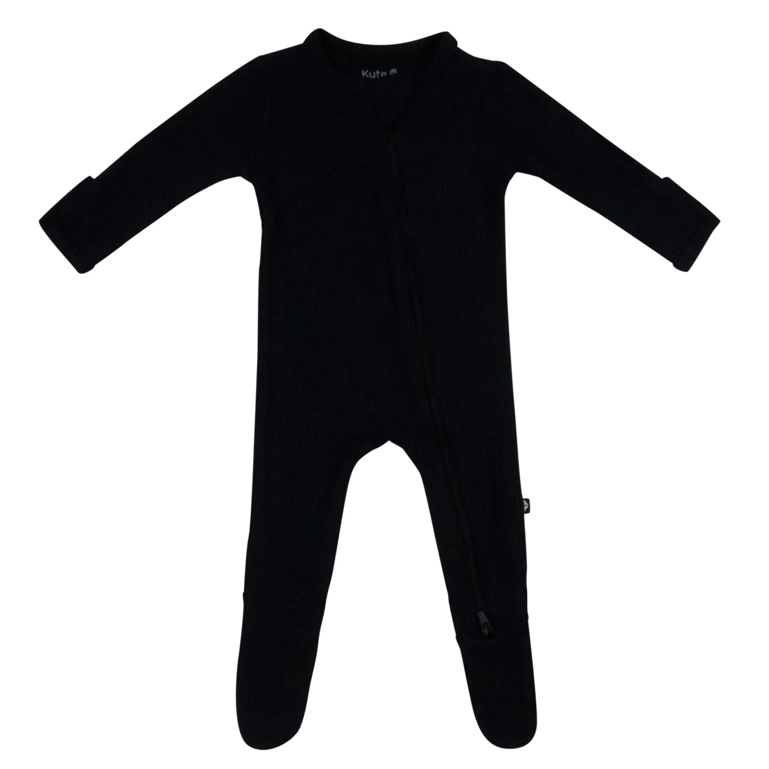 Ribbed Zipper Footie in Midnight