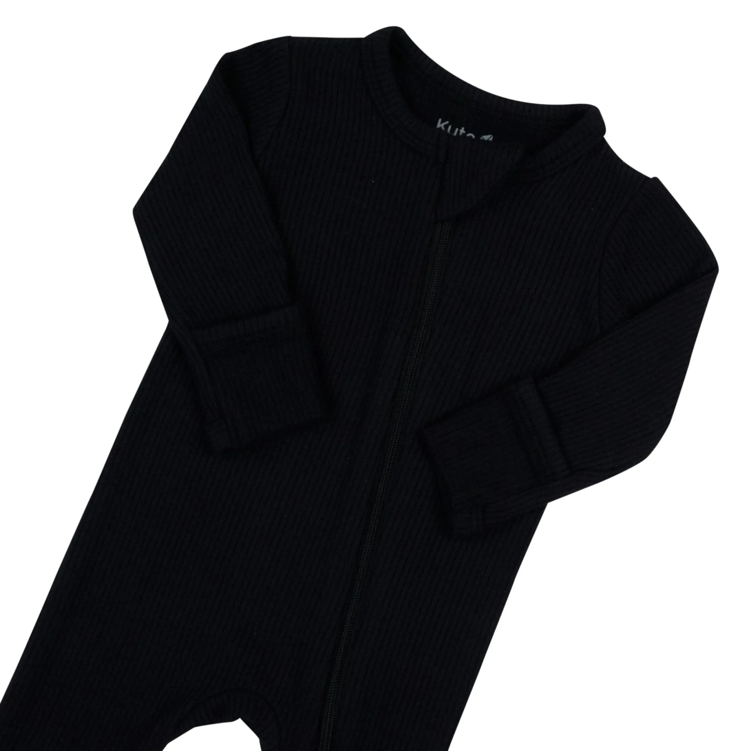 Ribbed Zipper Footie in Midnight