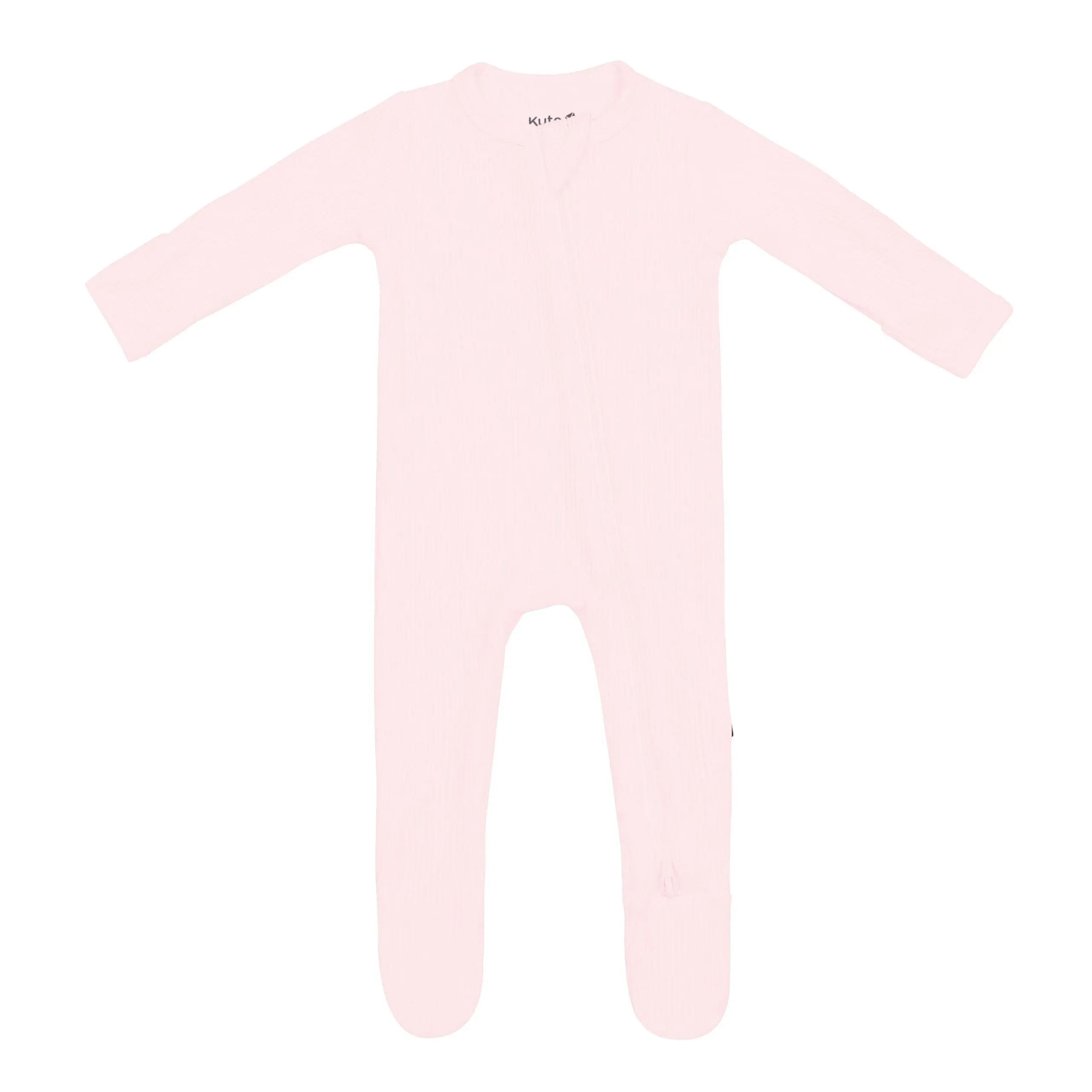 Ribbed Zipper Footie in Sakura