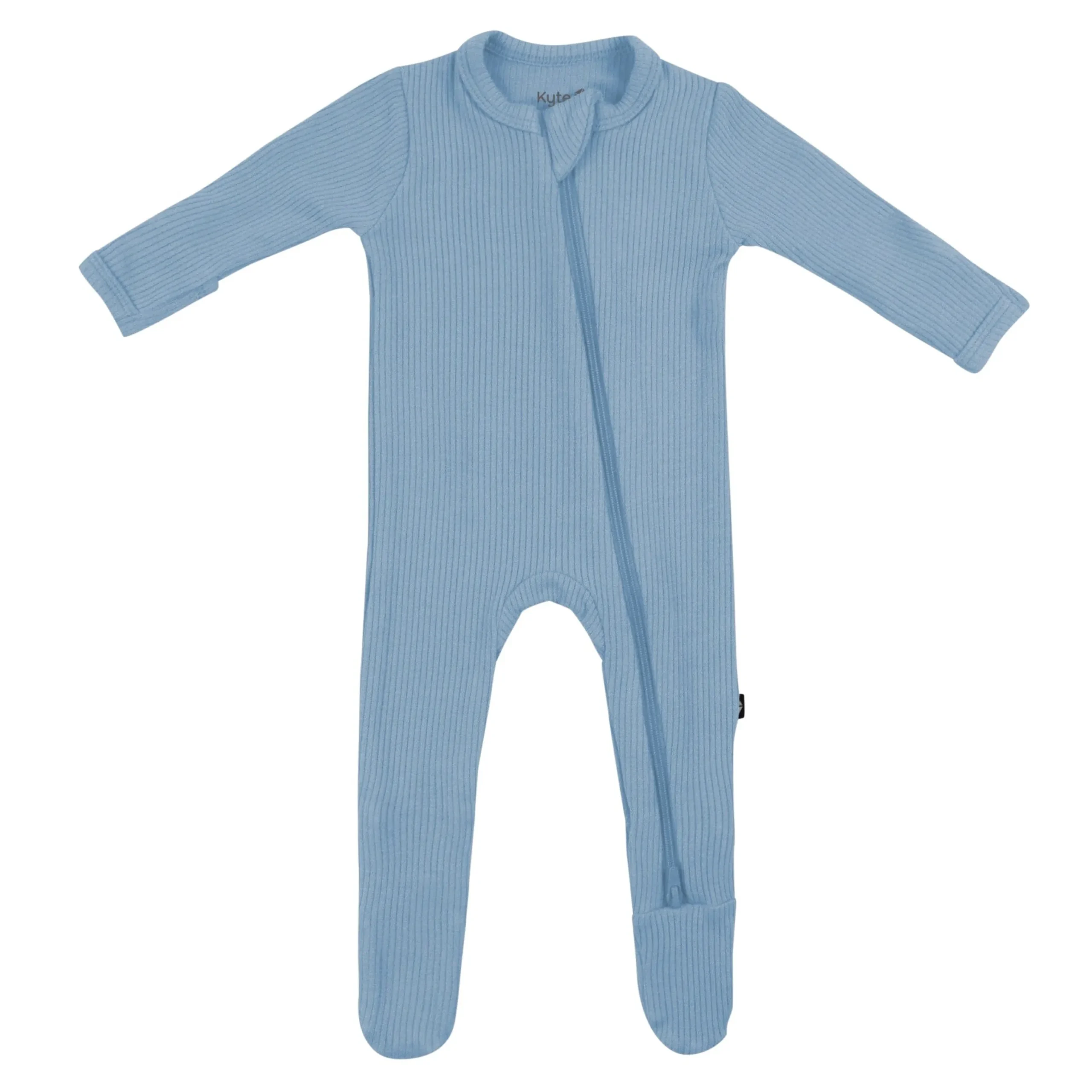 Ribbed Zipper Footie in Slate