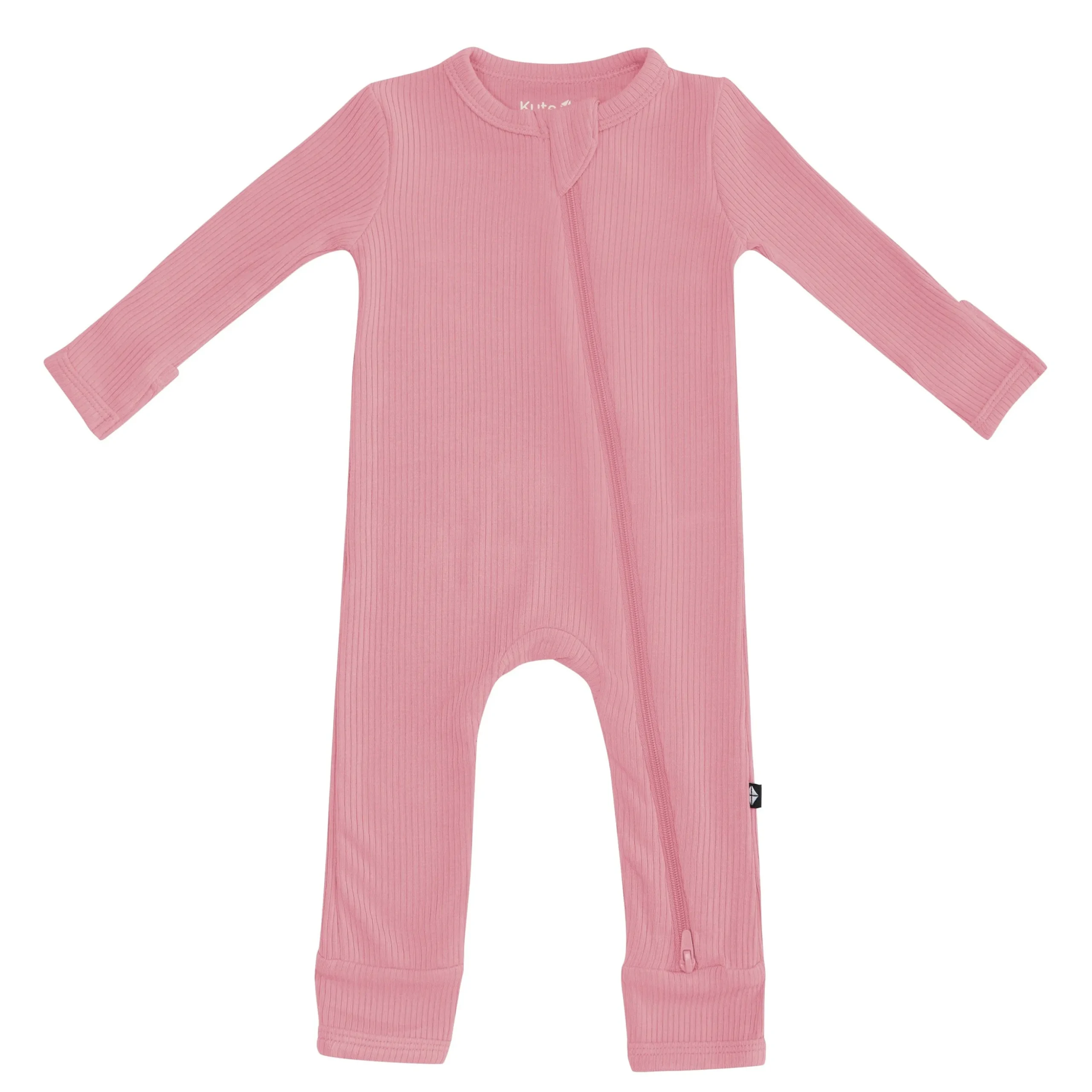 Ribbed Zipper Romper in Apple Blossom