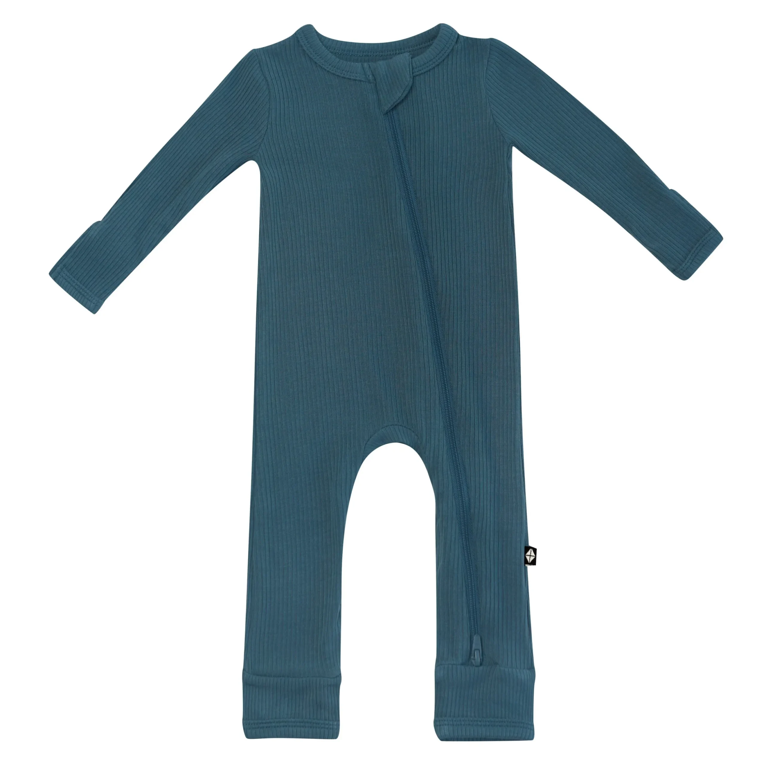 Ribbed Zipper Romper in Atlantic
