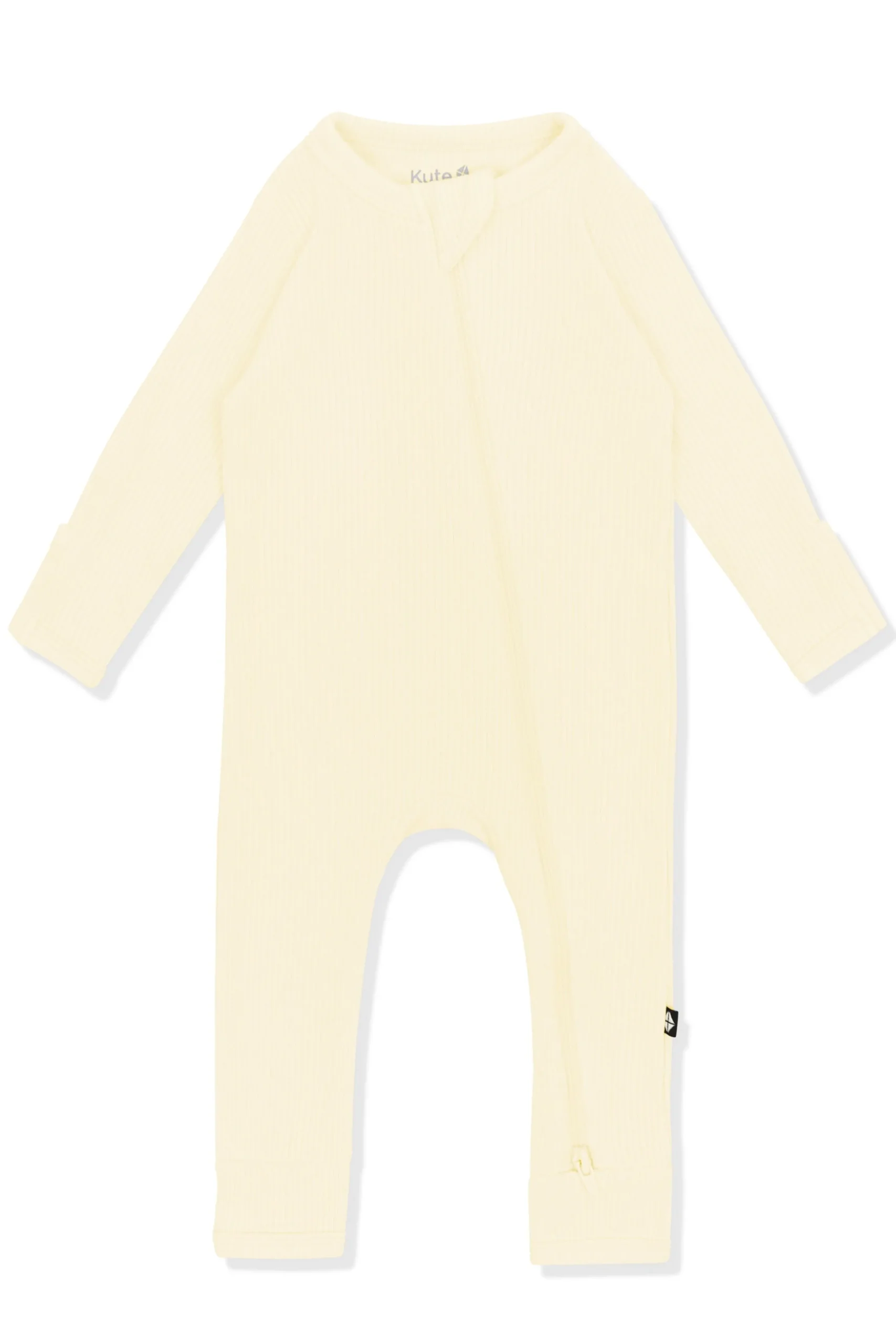 Ribbed Zipper Romper in Chamomile