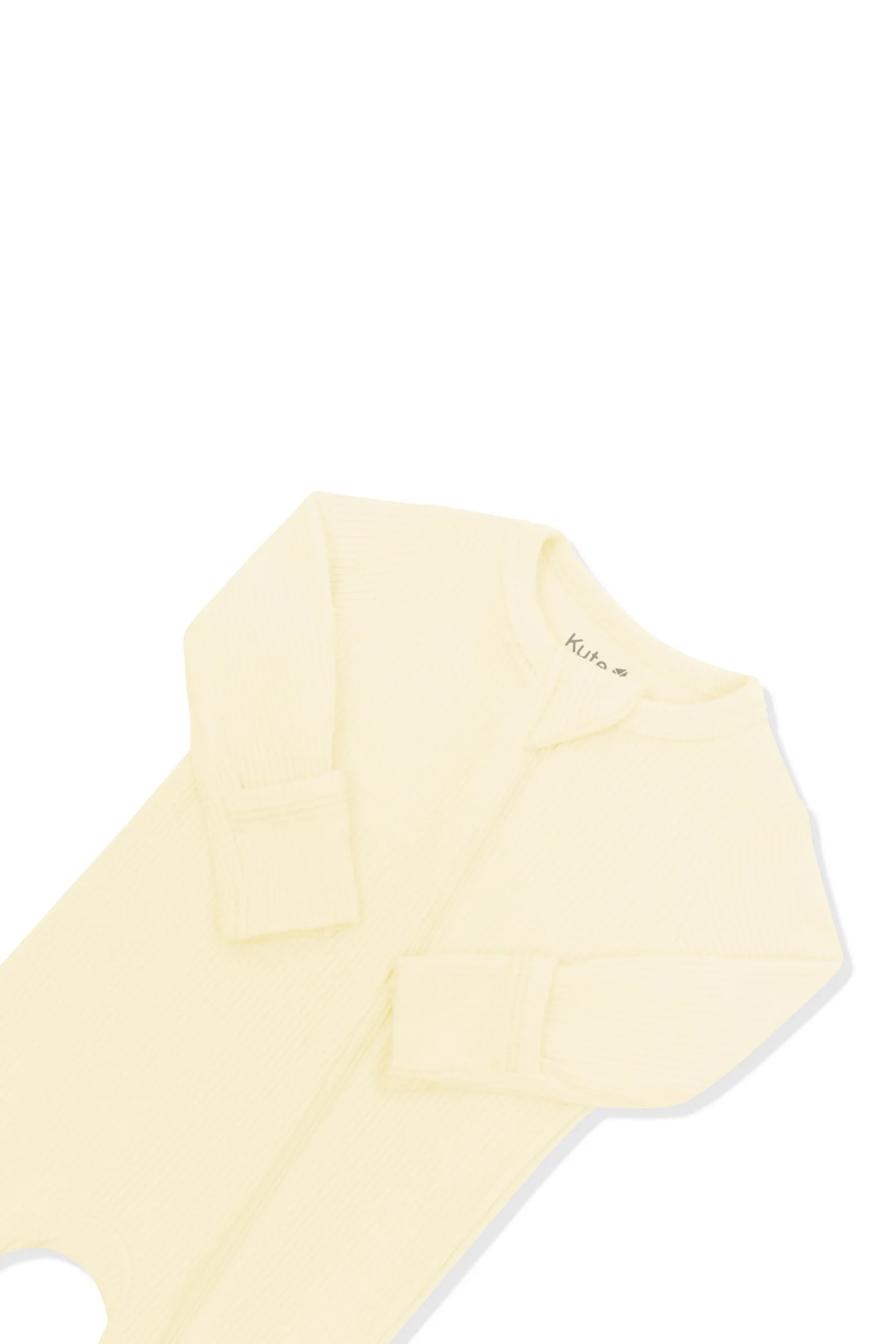 Ribbed Zipper Romper in Chamomile