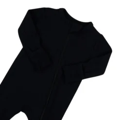 Ribbed Zipper Romper in Midnight