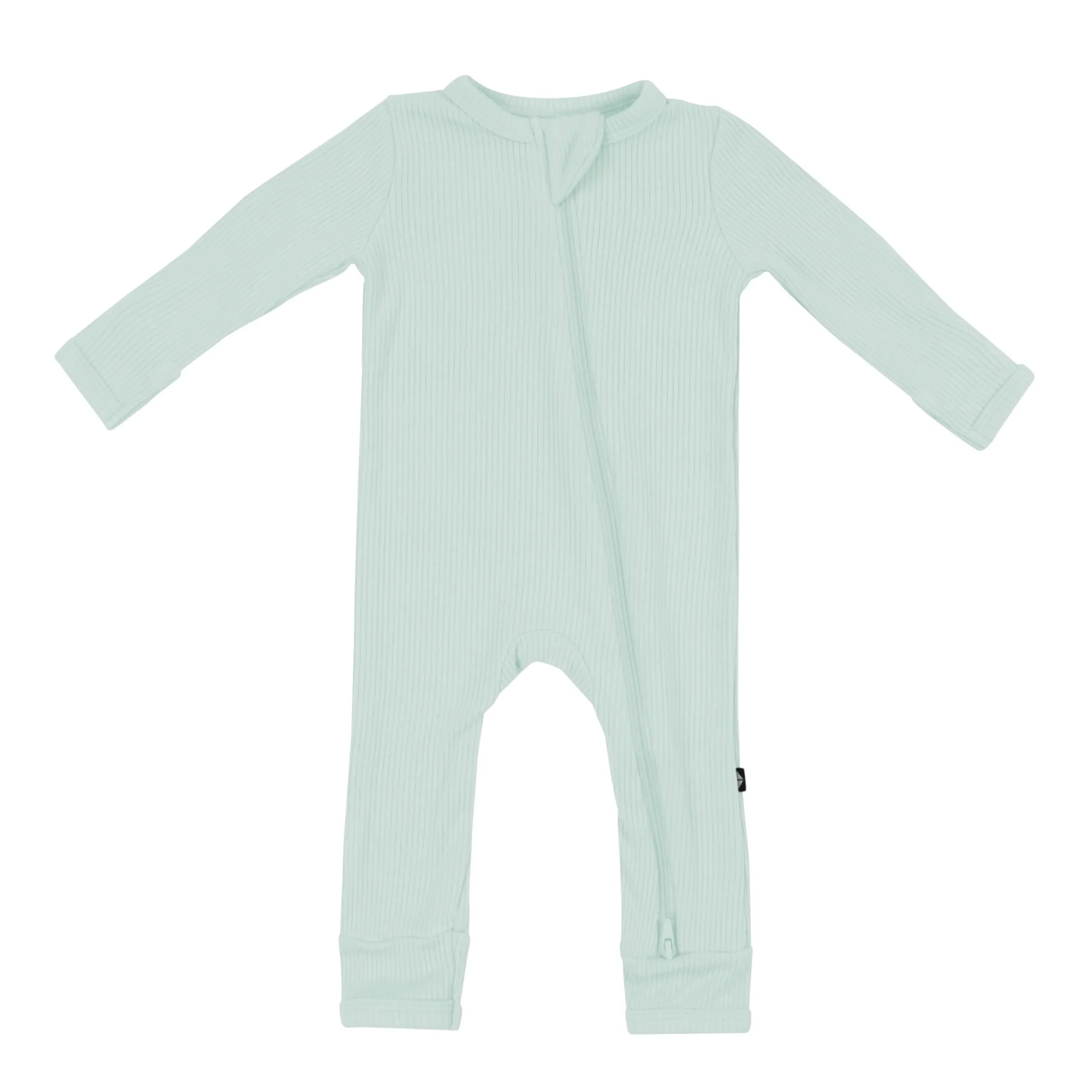 Ribbed Zipper Romper in Sage