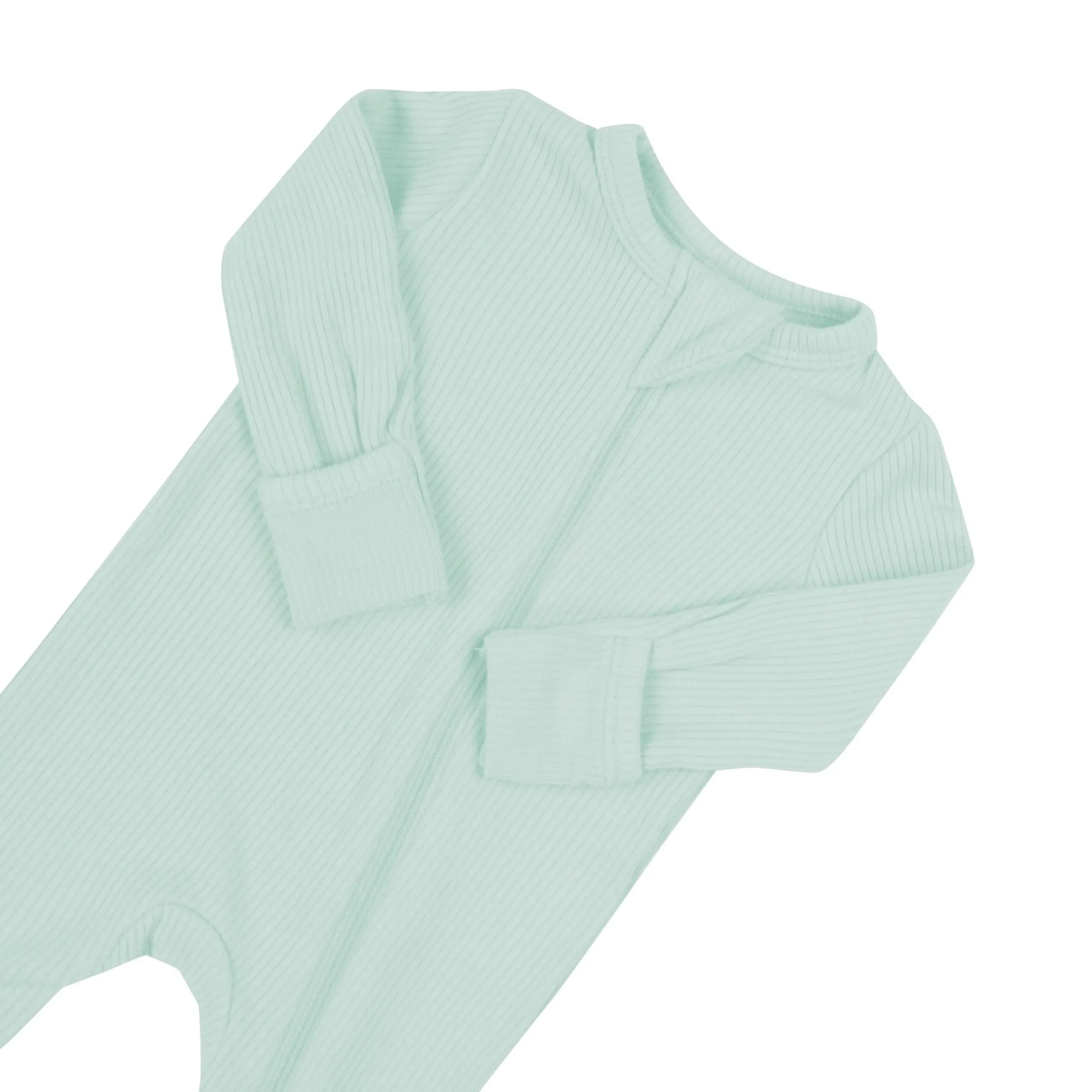 Ribbed Zipper Romper in Sage