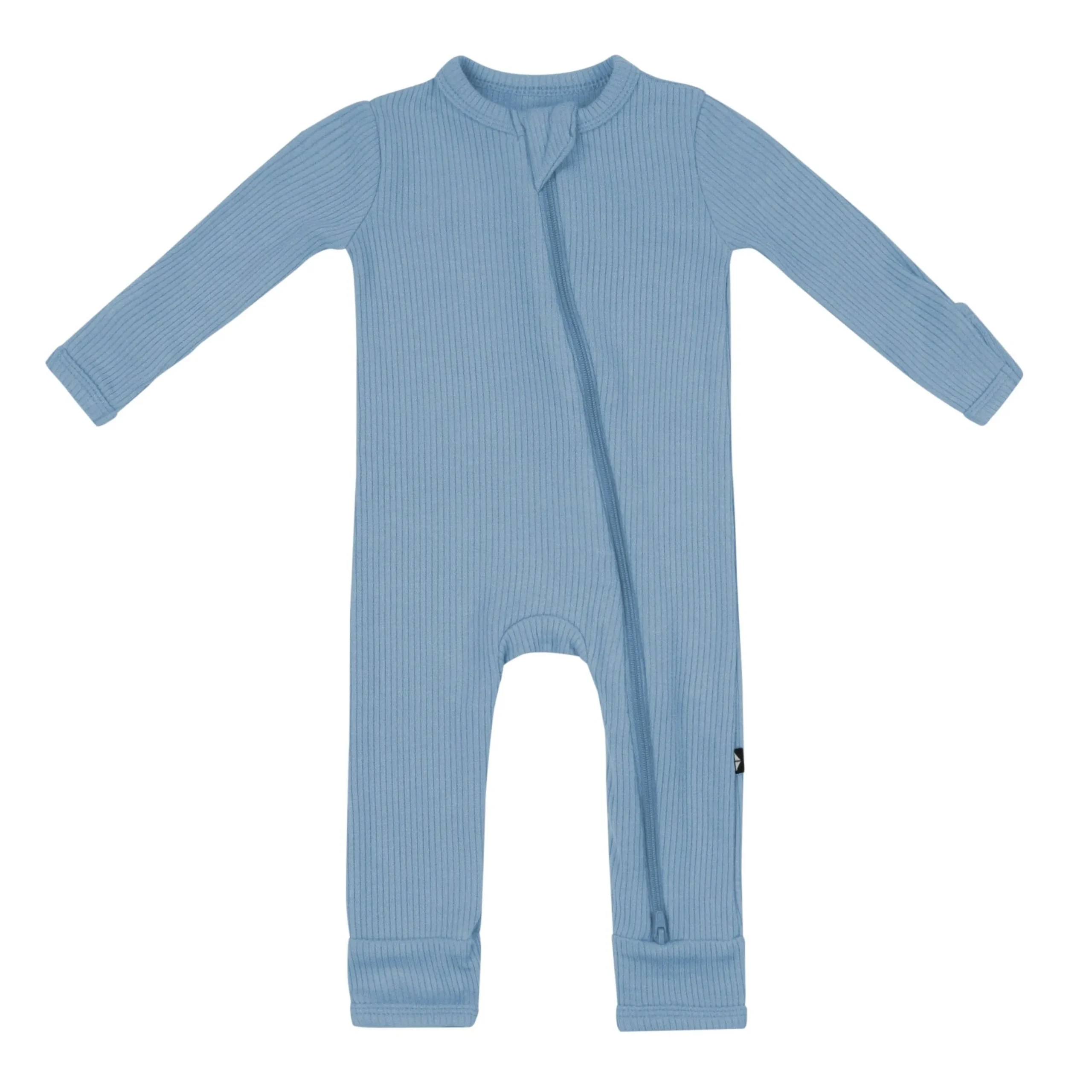 Ribbed Zipper Romper in Slate