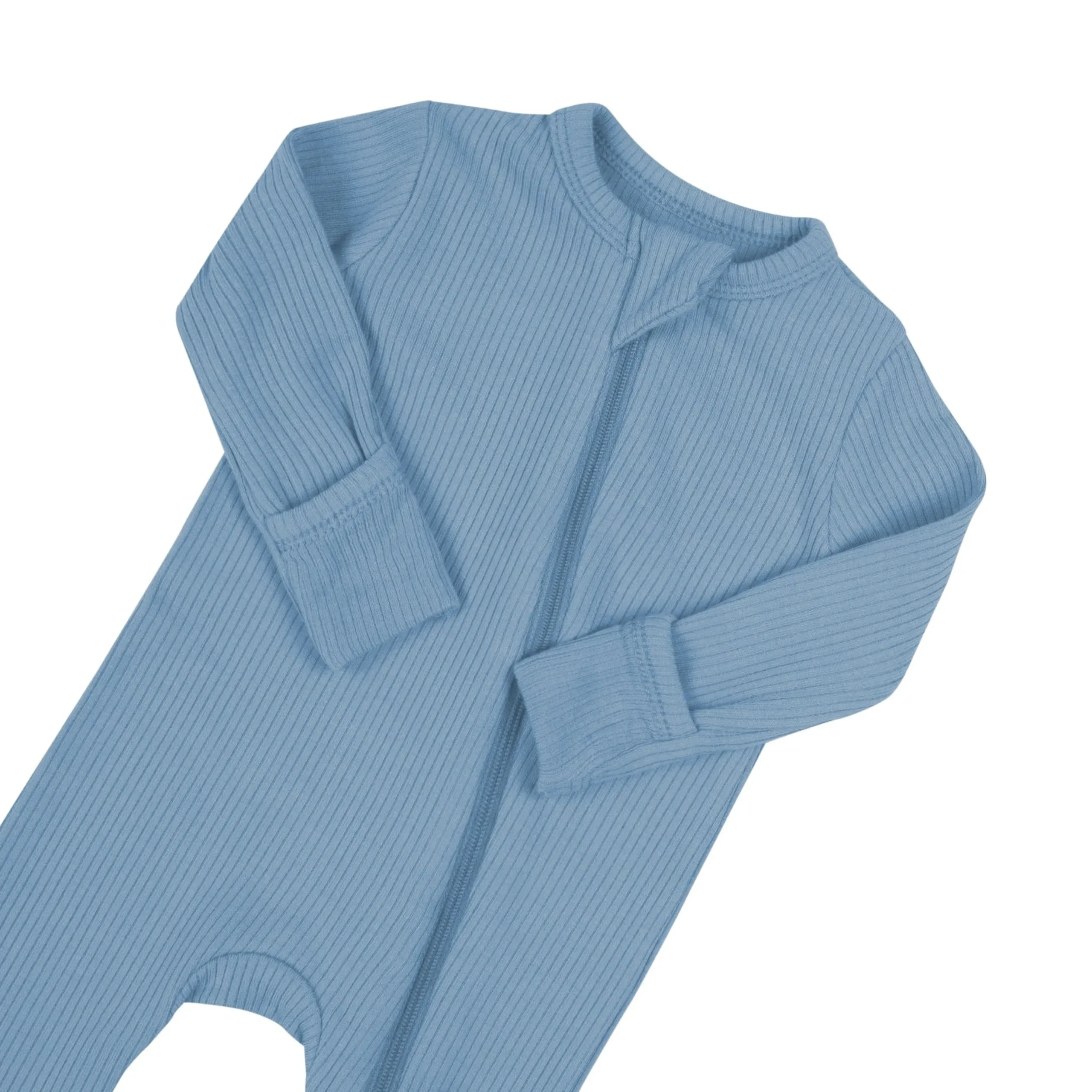Ribbed Zipper Romper in Slate