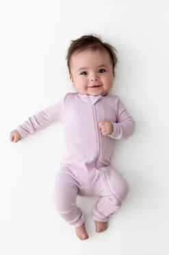 Ribbed Zipper Romper in Thistle