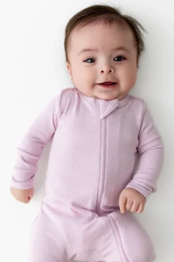 Ribbed Zipper Romper in Thistle