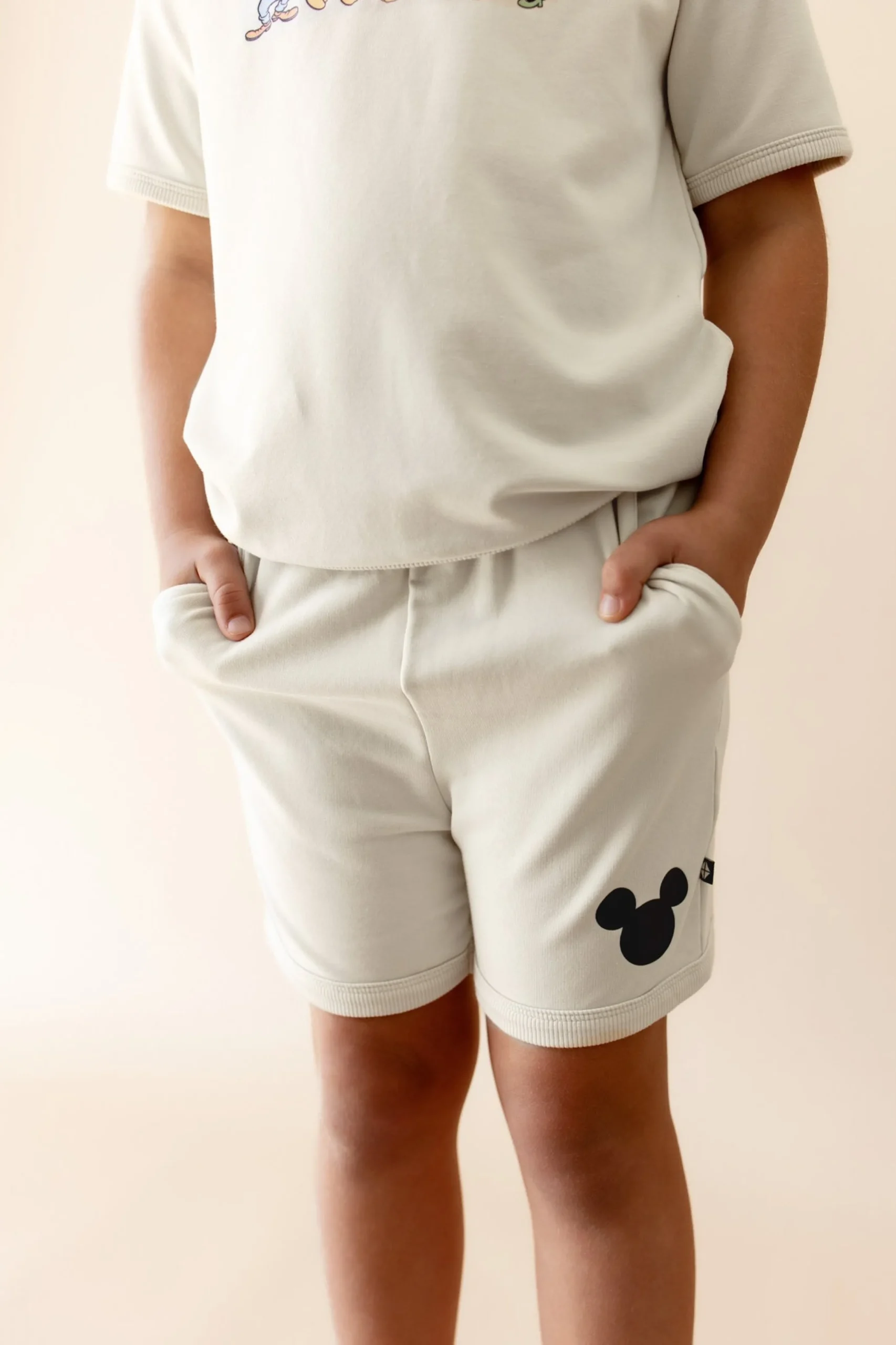 Short Sleeve Jogger Set in Mickey and Friends on Ecru