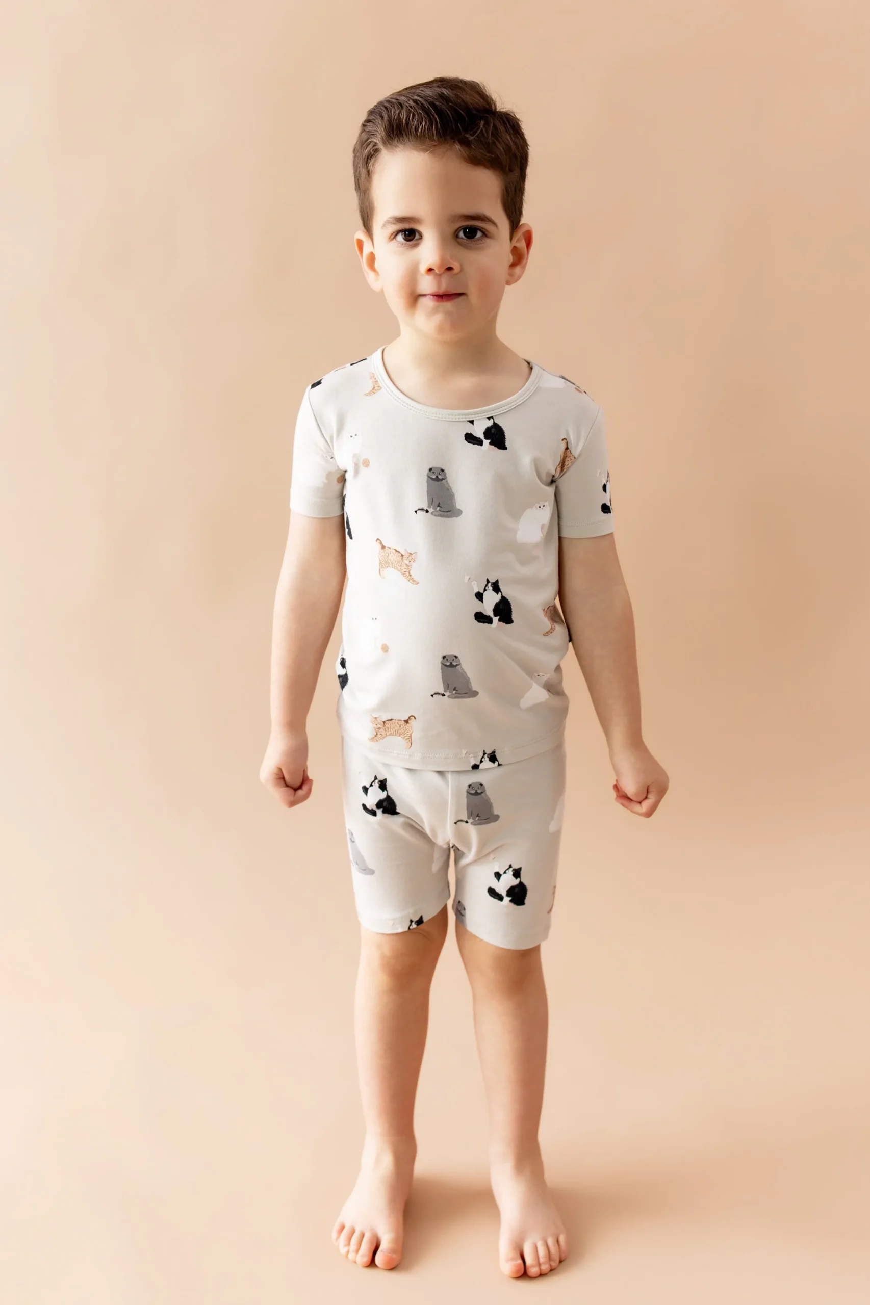 Short Sleeve Pajamas in Fluffy Cat