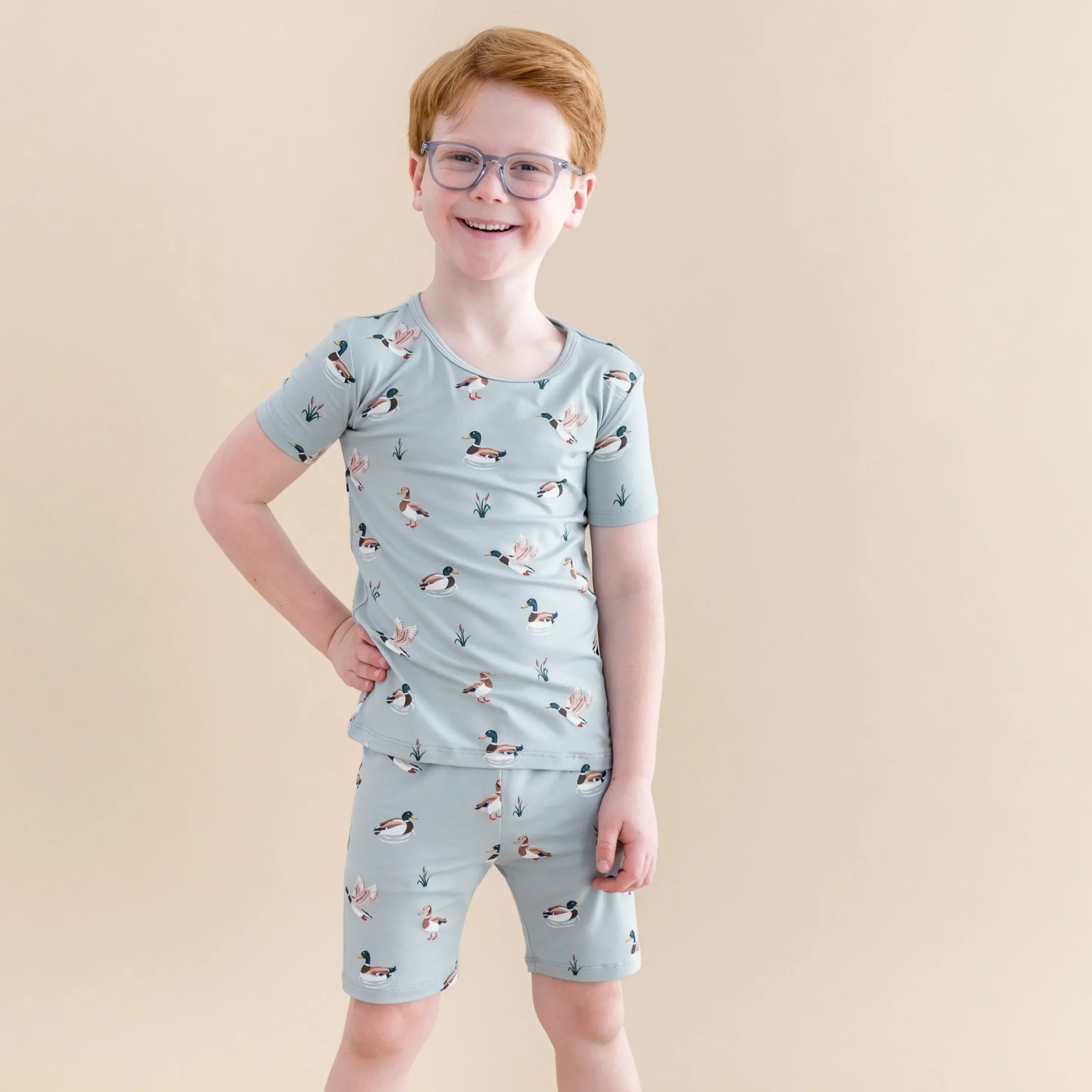 Short Sleeve Pajamas in Mallard Duck