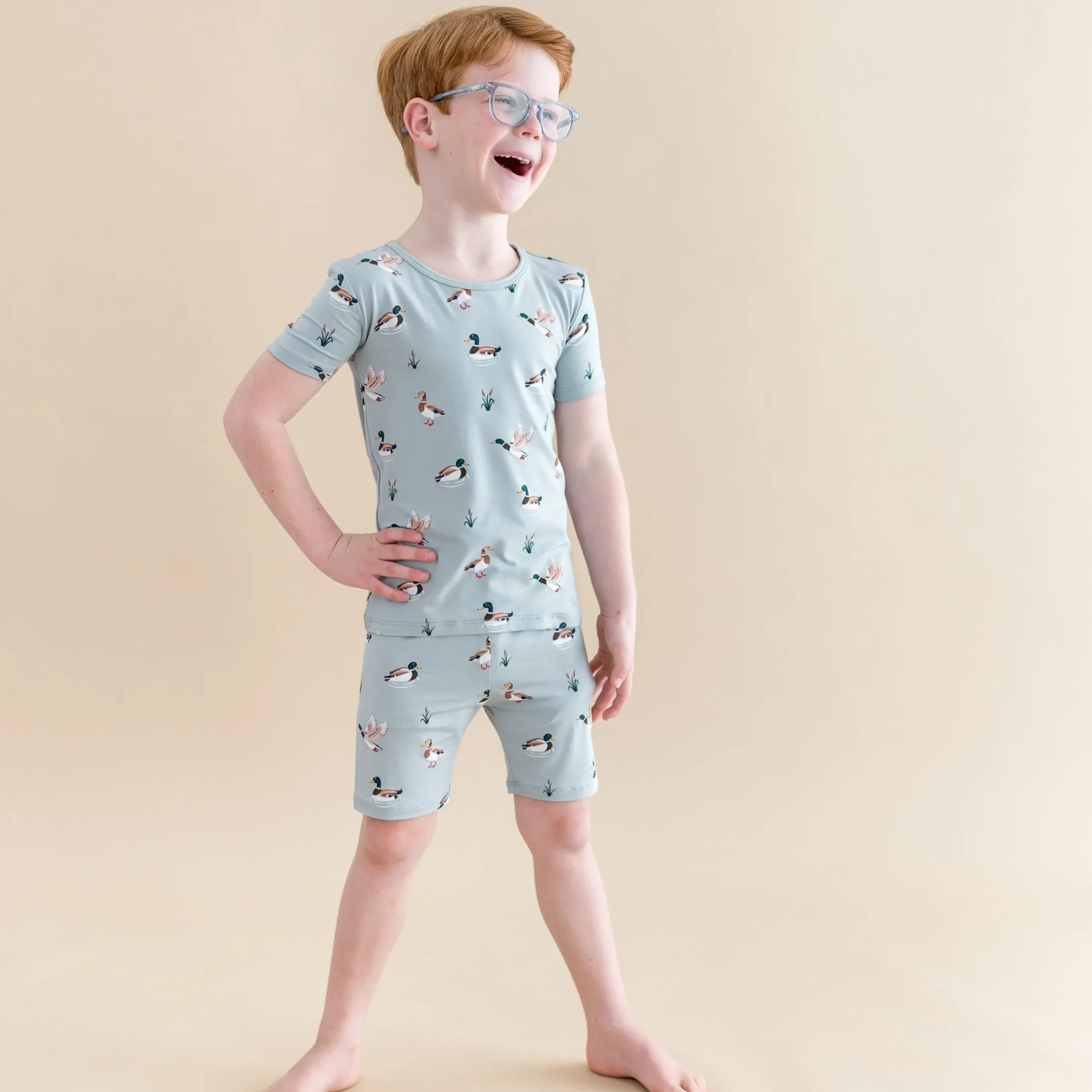 Short Sleeve Pajamas in Mallard Duck