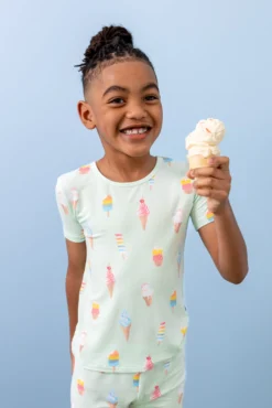 Short Sleeve Pajamas in Mint Ice Cream