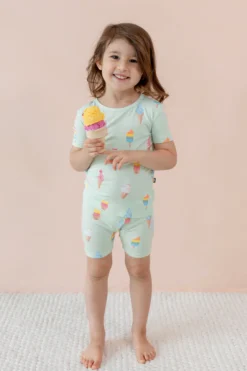 Short Sleeve Pajamas in Mint Ice Cream
