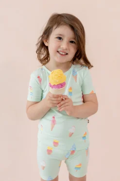 Short Sleeve Pajamas in Mint Ice Cream