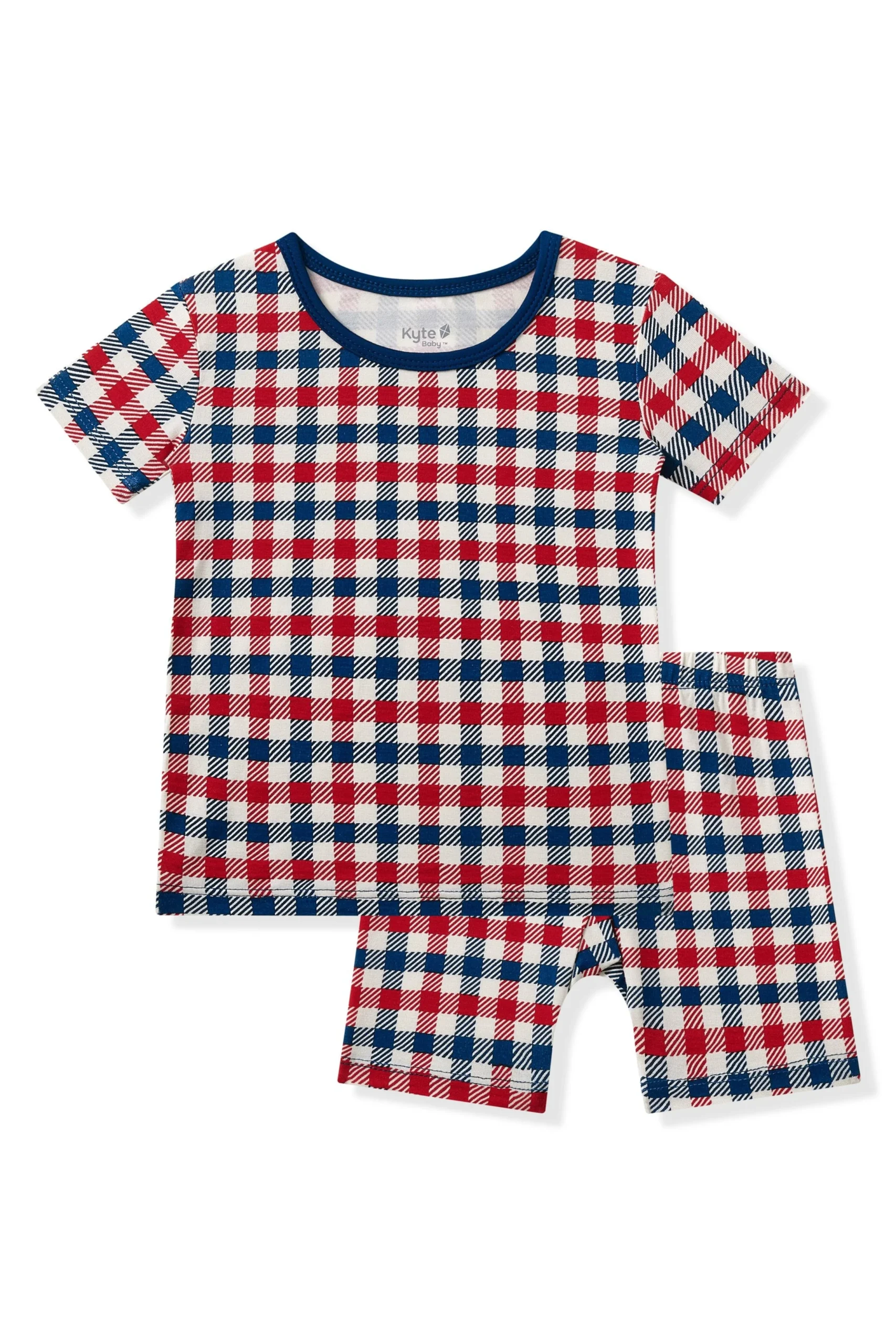 Short Sleeve Pajamas in Patriotic Gingham