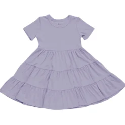 Short Sleeve Tiered Dress in Taro